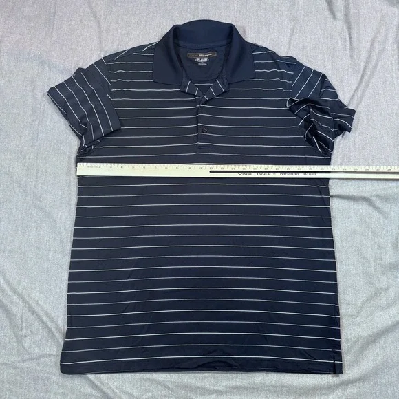 Greg Norman Shirt Mens Large Polo Navy Blue Striped Play Dry Golf Performance - Picture 6 of 9